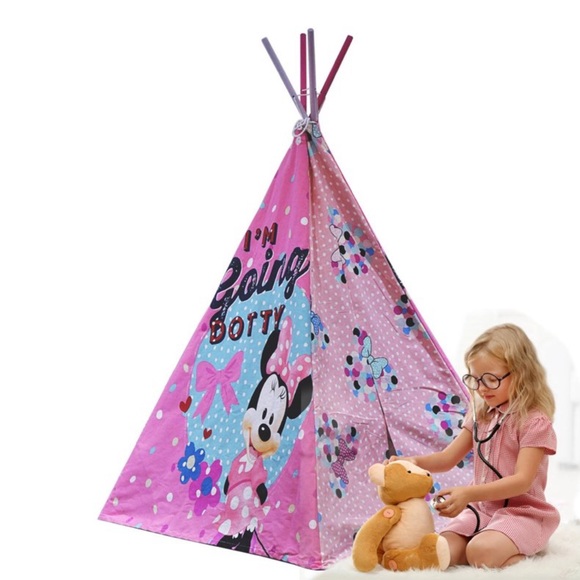 Minnie Mouse teepee tent with wood - Picture 2 of 4